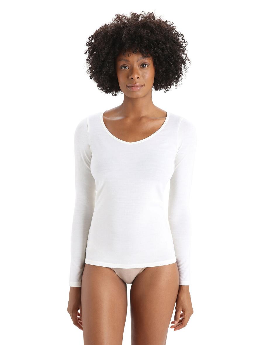 Sous Vêtement Icebreaker Merino Siren Long Sleeve Sweetheart Top Femme Blanche | FR 1689JPQJ